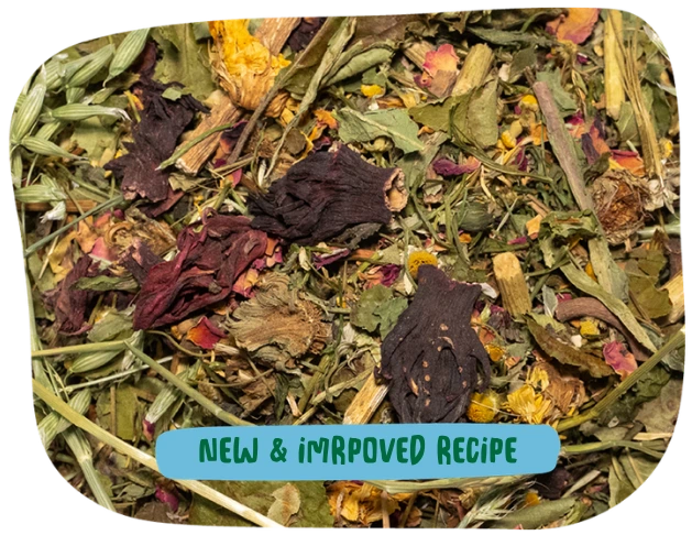 The Hay Shed's superfood hay topper with banner 'new & improved recipe'