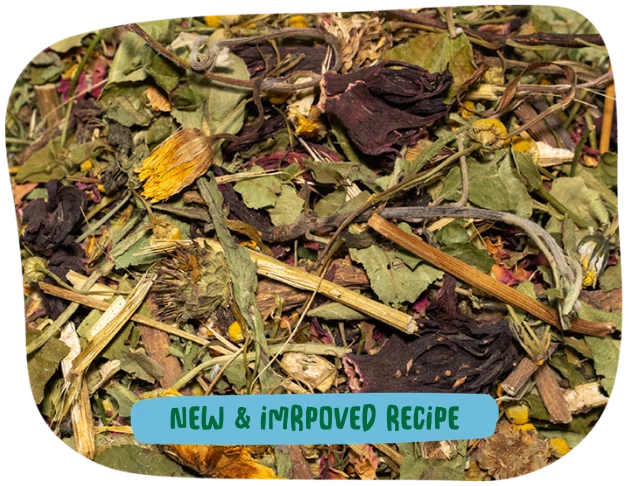 The Hay Shed's superfood hay topper with banner 'new & improved recipe'